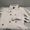 CREATMO US Women's Trench Coat Double-Breasted Classic Lapel Overcoat Belted Slim Outerwear Coat with Detachable Hood (L, White)