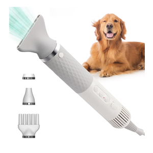Dog Hair Dryer for Pet Grooming High Velocity Force Blower, Lightweight Portable Dog Dryer for Small Medium Large Dogs Grooming Hair Dryer - 4 Levels Temperature 3 Blow Speed 4 Nozzle White