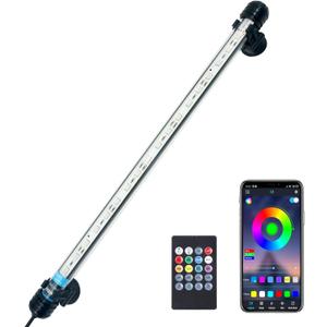 VARMHUS LED Aquarium Light,Fish Tank Light with Remote Controller&APP Control,DIY Full Spectrum Optional Color&Intelligent Timing and Dimming,29 Light Modes and 4 Music Control Modes 18LEDS-RGB 15''