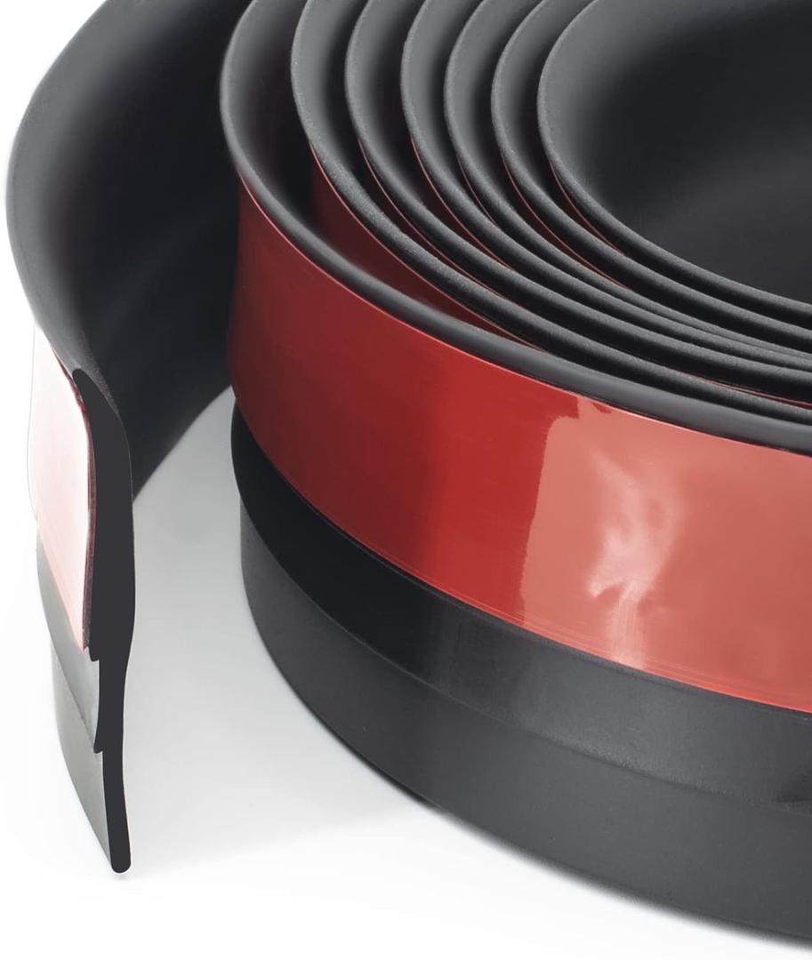 Weather Stripping Seal, Cuttable Door Draft Stopper, Strong Adhesive Door Sweep Draft Stopper of Door for Exterior/Interior Doors Gap, Side, Glass Shower Door, Sliding Door, 98 Length(Black)