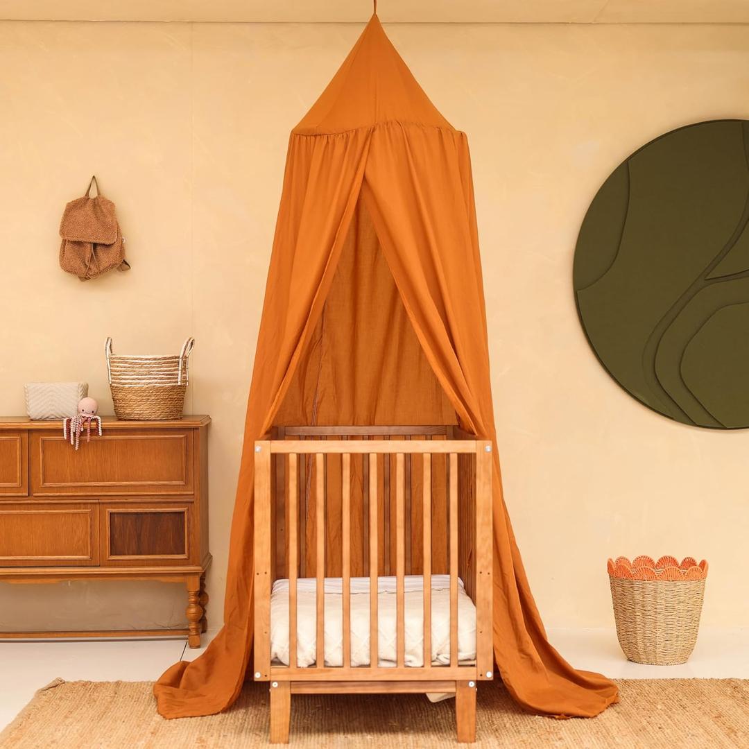Caramel Kids Bed Canopy for Child Bedroom | Nursery Crib Hanging Curtain | Baby Mosquito Net Bedding for Girls & Boys Play Room Decoration | Reading Nook Canopies Toddler Dome Tent (22 x 95 x 165 Inch)