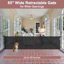 85 Inch Extra Wide Retractable Baby Gate Indoor Extra Long Baby Gate Outdoor Extra Large Dog Gate Child Gates for Wide Openings Mesh Pet Gate for Stairs Dog Gates for Doorways, Porches, Black