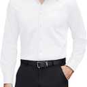 J.VER Men's Dress Shirts Stretch Stain Shield Long Sleeve Solid Formal Shirt Business Casual Button Down Shirts (5X-Large, White)