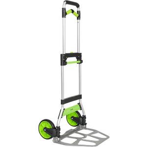 Leeyoung Folding Hand Truck and Dolly,309 lb Capacity Aluminum Portable Cart with Telescoping Handle and PP+EVA Wheels (Green)