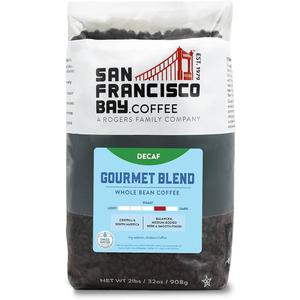 San Francisco Bay Coffee - Decaf Medium-Dark Roast Whole Bean Coffee - Decaf Gourmet Blend (2 lb bag) - Swiss Water Processed (BBD 15 APR 2026)