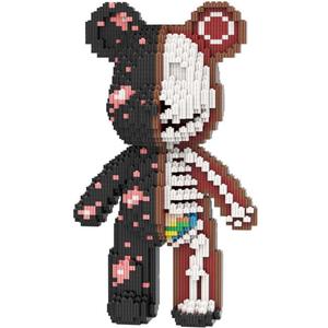 PIANTION Animal Graffiti Skeleton Bear Micro Building Blocks Set(3000PCS XQ034) 12.6in High Series, Gifts Suitable for Adults