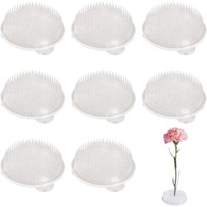 Flower Frog, Frogs for Arrangements Supplies, Floral Ikebana Stem Holder, Stem Pin Holders, Clear Plastic Ikebana Bowl (8pcs)