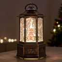 Christmas Snow Globes, 9.37" Church Glitter Water Lantern with Song, 6H Timer Battery & USB Powered Music Box for Christmas Decorations Indoor
