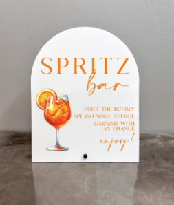 Aperol Spritz Bar Table Sign - Spritz Cocktail Recipe, Perfect for Bridal Shower and Baby Shower, Summer Wedding Decorations, Graduate, Retire, 8×11 Wooden Party Sign with Stand