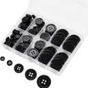 Lilaly 100 pcs Black Buttons for Crafts, 5 Sizes Mixed Round Sewing Buttons for Clothes, Suitable for for DIY Crafts, Coats, Shirts, Pants, Shorts