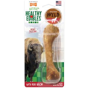 Nylabone Healthy Edibles WILD Natural Longer-Lasting Chew Treats, Bison Flavor, Large Dogs Up to 50 lbs - Made in USA (1 Count) (EXP 07/01/26)