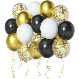 2 x Black and Gold Balloons 50 Pieces-12 Inch Black Gold White Balloons For Birthday Decorations for Men Black and Gold Party Decorations Graduation
