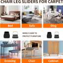 Ezprotekt Chair Leg Sliders for Carpet, 24 Pcs Square Chair Glides for Carpet, Carpet Furniture Pads Stool Leg Protectors Caps, Carpet Furniture Glides Quickly and Easily (L Fit:1" - 1.4")