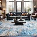Area Rug 9x12 Washable Rugs Modern Abstract Area Rug Soft Non-Slip Non-Shedding Faux Wool Stain Resistant Floor Carpets for Living Room Bedroom Dining Room Kids Room Home Office (Teal, Rust)