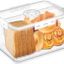 Bread Box Bread Boxes for Kitchen Counter Airtight, Time Recording Bread Storage Container with Lid, Bread Keeper for Homemade Bread, Toast, Bagel, Donut and Cookies, LARGE White