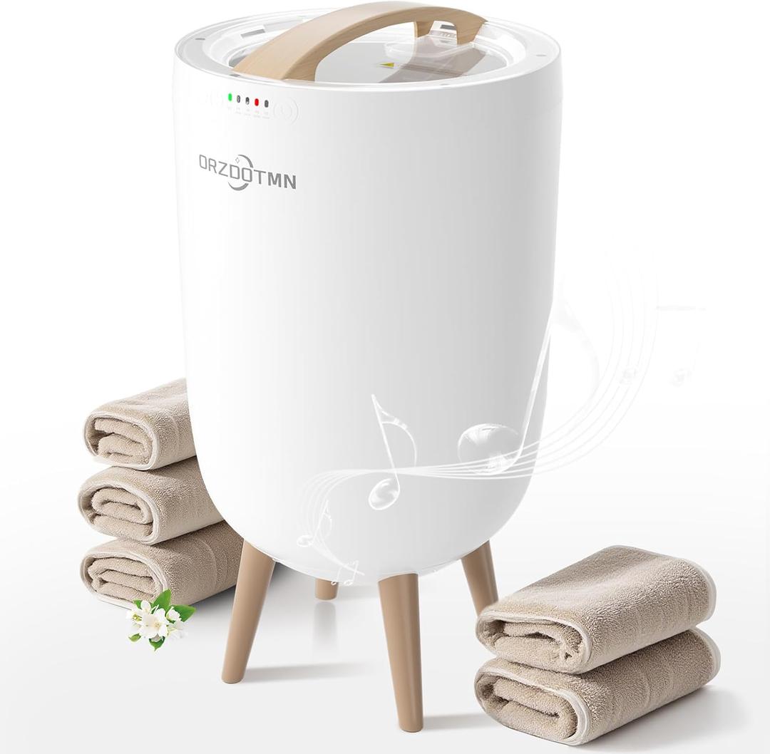 Towel Warmer Bucket 25L Rapid Heating - Luxury Towel Warmers for Bathroom with Bluetooth Speaker, Fits up to 3 Oversized Towels, Blankets, Bathrobe - with Timer, Mood Light (White)