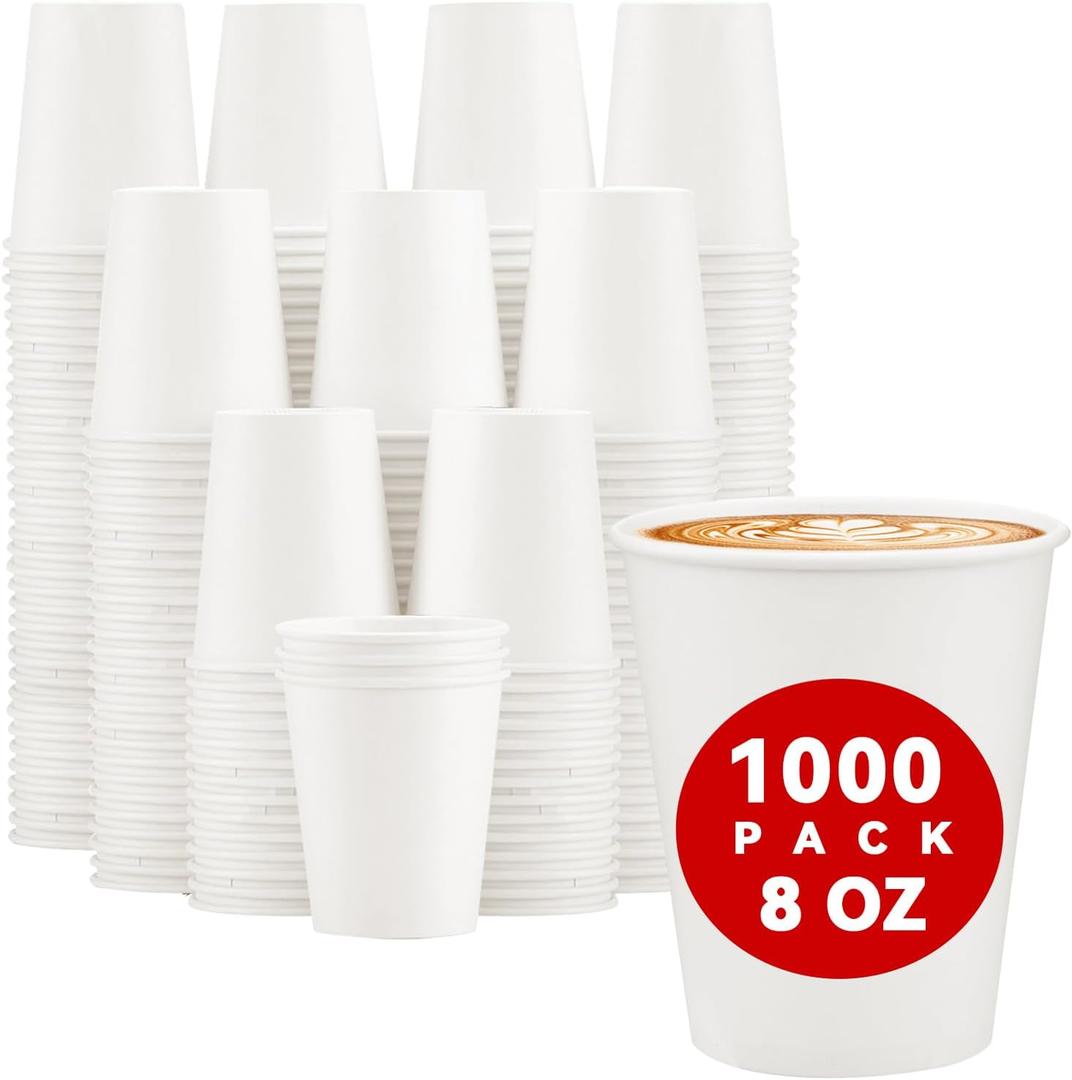 Lamosi 1000 Pack Paper Cups 8 oz, Disposable Coffee Cups, Paper Coffee Cups, 8 oz-25 Pack of 20