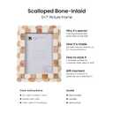 Handicrafts Home 5x7 Picture Frame Brown & White, Scalloped Bone Inlay Photo Frame, Handmade Decorative Picture Frame for Wall or Tabletop, Coastal Modern Home Decor