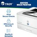 TROY 4001N MICR Printer, Check Printing, 250 Sheet Capacity, 1 Locking Tray, 3 Trays Maximum, Up to 42ppm