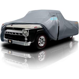 Ford F-100 Truck Cover Custom Fit 1953-1983 Regular/Extended/Crew Cab Short/Long Bed(6.4'-8.5') with Door Zipper, 10 Layers Outdoor Pickup Truck Cover Waterproof All Weather, Wind Dust Sun Protector.