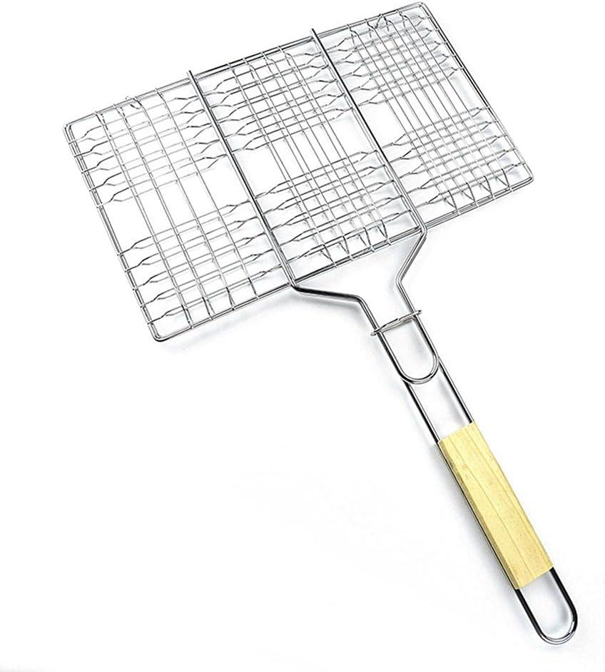 Ochine Grill Basket Portable Stainless Steel BBQ Barbecue Grilling Basket BBQ Tool Outdoor Grill Accessories with Handle for Fish, Vegetables, Shrimp, and Small Flat Sea Food