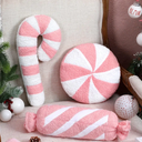 3 Pcs Christmas Pillows Decorative Throw Pillows Candy Merry Christmas Tree Stuffed Wool Soft Xmas Plush Cushion for Sofa Couch Bedroom Living Room(Pink)