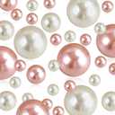 100 Pcs Beads Pearls Vase Fillers, No Hole Faux Pearl for Centerpieces Vase Fillers, Party Wedding Home Makeup Table Decor (Cream+Rose Gold 8/14/20mm)