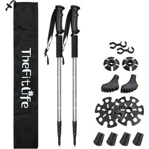 TheFitLife Nordic Walking Trekking Poles - 2 Sticks with Anti-Shock and Quick Lock System, Telescopic, Collapsible, Ultralight for Hiking, Camping, Mountaining, Backpacking, Walking, Trekking