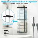 Towel Rack for Bathroom, Wall Mounted Vertical Rolled Towel Storage Organizer Holder with Shelf, Holds Up 6 Large Bath Sheets, Black Large Size