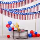 Mega-L 4th of July Decorations 2Packs 39 Feet Foil Fringe Garland Tinsel Streamers, Red White and Blue Star Metallic Hanging Backdrop Banner Table Skirts for Parade Floats Memorial Day Patriotic Party