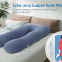 QUEEN ROSE Pregnancy Pillows, 60 Inch Cooling U Shaped Body Pillow for Sleeping, Extra Long Maternity Pillow for Pregnant Women, Body Support for Adults, with Soft Silky Cover, Blue, X-Large