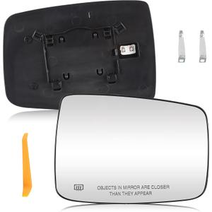 Passenger Right Side View Heated Mirror Glass Compatible with Dodge Ram 1500 2009-2017, Ram 2500 2010-2018 with Backing Plate, Replace for 68079363AA 68050299AA