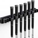 1 Pack Wooden Golf Club Holder Wall Mount 8 Clips Golf Club Rack Hanger Organizer for Wall Display Garage Putters with Screws, Grip up Type (Black)