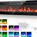 EUHOMY 50 Inch Electric Fireplace Wall Recessed and Wall Mounted with Adjustable Flame Color, Fireplace Heater with Remote Control, Linear Fireplace with Timer, Touch Screen, Log & Crystal, 750/1500W