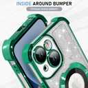 KANGHAR for iPhone 14 Case, Support for MagSafe [Four Corner Cushion Series] Kickstand Electroplate Edge Shockproof Durable Full Body Protection for Girls Women -Green