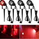 4 Pcs Halloween Red Spotlight Outdoor Plug in Landscape Lighting 12w Ip66 Waterproof LED Lights with Spiked Stand 270 Adjustable Outdoor Spot Lights for Yard Lawn Garden Tree Flags Holiday