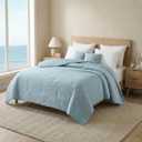 Cooling Comforter King Size 104"x90", Seersucker Reversible Lightweight Summer Comforter, Q-Max>0.4 Breathable Cooling Blanket for Hot Sleepers Night Sweats & Menopause, All Season Bedding, Blue