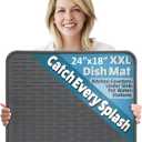 XXL Silicone Dish Drying Mat for Kitchen Counter or Under Sink, 24" x 18" Extra Large, Waterproof Pet Feeding Mat, Water Bowls, Under Drying Racks for Dishes, Coffee Bars, Bar Mats (Slate Grey)
