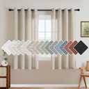 H.VERSAILTEX Luxurious Natural Linen Curtains - 2 Pieces - Total Size 104 Inch Wide (52 Inch Each Panel) - Light Filtering Solid Drapes for Window Grommet Top (Set of 2, 52 by 63Inch, Angora)