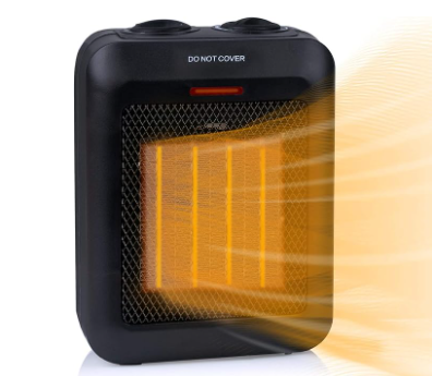 Profusion  Portable Electric Space Heater 1500W/750W, Ceramic Room Heater with Tip-Over and Overheat Protection, 200 sq. Ft Fast Heating for Indoor Desk Office Floor (Jet Black)