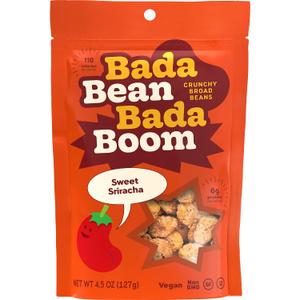 Bada Bean Bada Boom - Plant-Based Protein, Gluten Free, Vegan, Crunchy Roasted Broad (Fava) Bean Snacks, 110 Calories per Serving, Sweet Sriracha, 4.5 Ounce (Pack of 6) (EXP 01/26/27)
