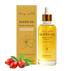 Queen Oil Cold-Pressed Natural Botanical Firming Oil, 4 fl Oz (01) | For Face & Body, Hydrating & Tightening Treatment, Improves Elasticity, For Aging, Crepey Skin, For Arms, Tummy, Thighs