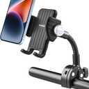 Stroller Buggy Phone Holder, Flexible Phone Mount for Bicycle Pram Scooter Exercise Bike Treadmill, Tube Pole Handlebar Clamp Compatible with iPhone 16 Pro Max, 15 14 13 Mini, All Smartphone