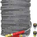 Heliwoo Pressure Washer Hose 100ft 4200PSI with 3/8 Quick Connect, 1/4 Commercial Grade Steel Wire Braided Kink Resistant Power Washer Extension Hose, Flexible Replacement Hose Adapter Set