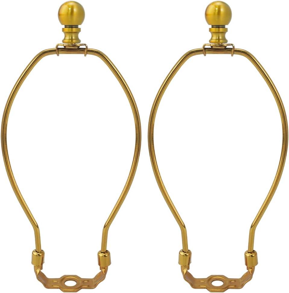 8 Inch Lamp Harp, Antique Gold 2 Set Lamp Harps and Finial, Metal Lamp Shade Harp Holder, DIY Detachable Lampshade Bracket Adapter Hardware, Replacement Table & Floor Light Accessories Repair