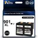 901XL Black Ink Cartridges Remanufactured for HP 901 901XL 901 XL Work for OfficeJet J4550 J4680 J4540 J4524 J4525 J4680c G510a G510b Printer (2 Packs)