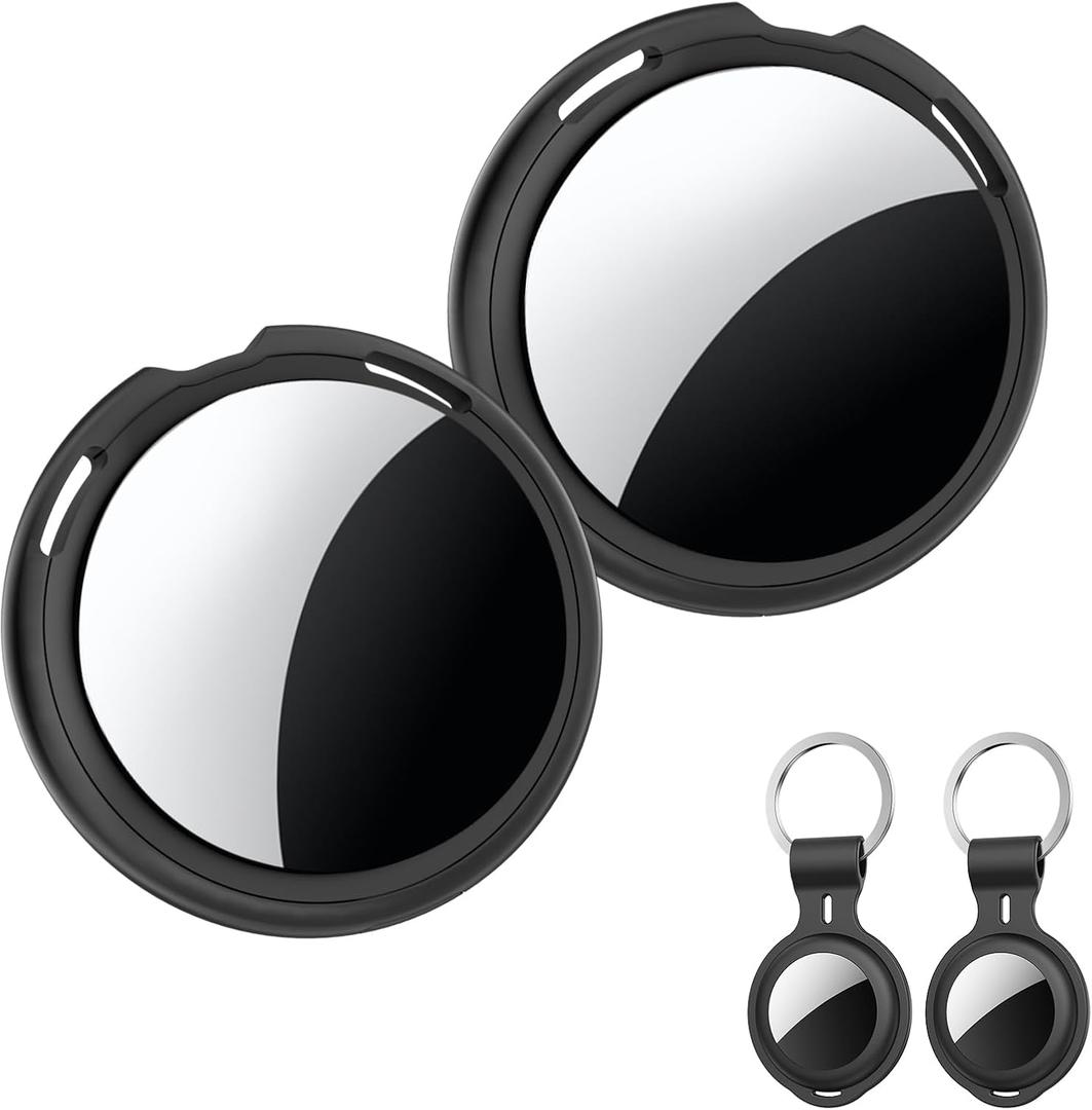 2 Pack Smart Tracker Tags [Apple MFi Certified] Air Tracker Pair with Find My (iOS Only) Bluetooth Tracking Devices Tags Gloable Coverage Locator Item Finder for Keys Kids Dogs Luggage Wallet Backpack (Black)