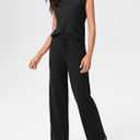 Imily Bela Womens 2 Piece Outfits Sleeveless Ribbed Knit Tops Wide Leg Pants Summer Vacation Sweater Matching Lounge Sets (Black)