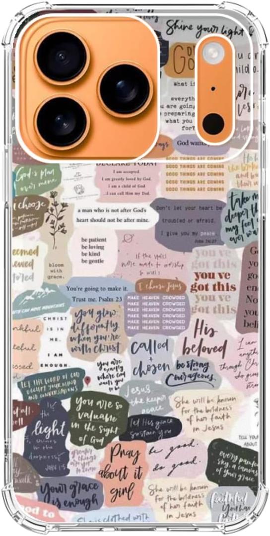 Bible Verses Aesthetic Phone Case Compatible with iPhone 17 Pro Max, Cute Indie Christian Postive Quotes Phone Cover for iPhone 17 Pro Max