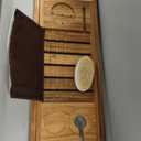 VaeFae Premium Teak Bathtub Tray, Expandable Wooden Bath Tray for Tub, Luxury Bathtub & Bathroom Accessories, Great House Warming, Anniversary & Wedding and Birthday Gifts (Free Teak Body Brush)
